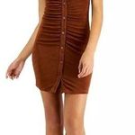Funky Just Polly Slinky Bronze Button Up Dress! Brown Photo 0