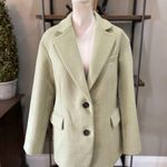 Apparis Celine Single Breasted Faux Wool Coat Blazer Green Womens Size XS Photo 3