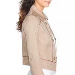 White House | Black Market Womens Sz 4 Cropped Tan Jacket Military Band Zip NWT Photo 2