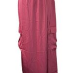 Emerson LANG MAXI Burgundy Cargo Satin Skirt Size M Photo 9