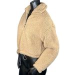 Hollister ✨ Tan Cropped Half-Zip Teddy Sz Large Fleece✨ Photo 4