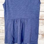 Deletta  Women's Cotton Sleeveless Ruffle Front V Neck Tank Top Blue Gray Small Photo 8