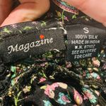 Vintage Y2K black silk paisley floral print babydoll handkerchief hem cami. S Photo 5