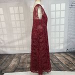 Slny sleeveless maroon red embroidered sequined lace gown size 16 Photo 4