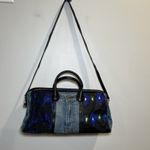 Vintage Clever Carriage Company Denim Lace And Leather Patchwork Tote Bag Blue Photo 2