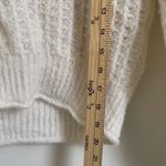 Anthropologie  Ivory White Ruffled Boat Neck Soft Wool Knit Sweater Size Medium Photo 8