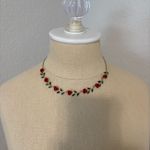 Forever 21  Red and Green Floral Necklace Photo 0