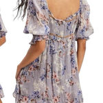 Free People Marney Mini Dress Large Floral Printed Puff Sleeve Western Romantic Photo 0