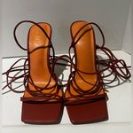 Oh Polly  Bound to You Leatherette Lace Up Heels Sandals in Terracotta Size‎ 8.5 Photo 8