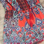 Venus  large paisley printed tassel off shoulder romper peach coral blue Photo 1