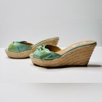 Valentino Garavani Valentino Pastel Mint Green Patent Leather Bow Espadrille Wedge Heel Sandal Shoe Photo 3