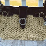 Brighton Vintage Straw & Faux Croc Leather Mini Purse Pockets Heart Charm Photo 0