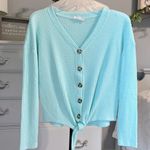 Pink Rose Aquamarine Waffle Tie Knot Top Photo 13