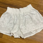 Aerie White Crochet Lace Smocked Waist Beach Cover Up Shorts Sheer Women's XL Photo 0