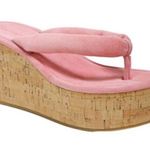 Veronica Beard  Cork Platform Wedge Flip Flop Sandal in Pink Suede Photo 0