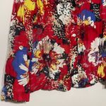 Red with Bright Floral Print Lightweight Long Sleeve Jacket Cardigan Size 14 Photo 2