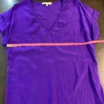 Lavender Brown  Purple Silk V Neck Short Sleeve Casual Top Women's XS Photo 5