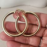 Gold Tube Medium Hoop Earrings Photo 3