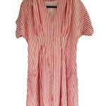 TROVATA Birds of Paradis Coral Stripe Shirt Astrid Easy Dress Sz XS Pink Photo 0