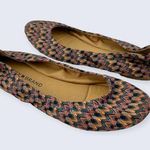 Lucky Brand Emmie Pink Orange Multi Zigzag Chevron Fabric Ballet Flats 6 Photo 0