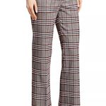 Derek Lam 10 Crosby High Rise Kick Flare Plaid Gray Pink Trouser Pants Photo 1