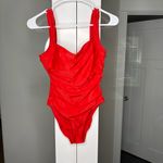 J.Crew NWT  Nia Ruched Squareneck One-piece Swimsuit Bathing Red Arroyo Photo 1