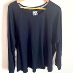 The Original Muk Luks Womens Long Sleeve Waffle Knit Top Plus Size 1X Black Cozy Photo 0
