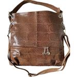 VENEZIA Made in Italy Crocodile Embellished Tote NWT Brown Photo 3