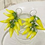 Yellow Chili Pepper Bunch Murano Glass Earrings Photo 2