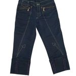 Versace Jeans Couture Vintage Wide Cuff Cropped Arrow Stitch Size 0 US (36 IT) Blue Photo 0