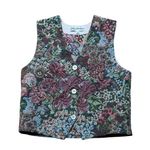 Vintage Tapestry Cottagecore Garden Floral Button Front Vest Norm Thompson 8 Green Photo 0