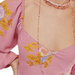 Free People  Francesca Mini Babydoll Coqette Dress Floral Pink Puff Long sleeve L Photo 3