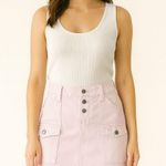 Joie  Pink Denim Mini Skirt 10 Distressed Cargo Feminine Lux Coquette Soft Grunge Photo 0