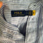 Ralph Lauren POLO Linen Shirt Dress Blue Striped Waist Tie 0 Casual Beachy Photo 8