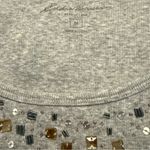 Eddie Bauer  Grey Ribbed Scoop Neck Tank Top Rhinestone Neckline Size M Photo 3