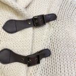 Ralph Lauren Vtg  Alpaca Wool Cardigan Sweater Womens Medium Cream Leather Buckle Photo 8