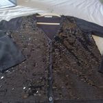Joseph A  Cardigan Womens Size Small Black Button Front Sequin Long Sleeve Photo 2