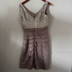 Alex Evenings 2-Piece Tiered Sheath Dress & Metallic Jacquard Jacket Set Size 10 Elegant Vintage Photo 4