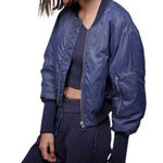 Shinestar  - womens medium navy blue cropped bomber jacket Photo 0