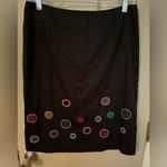 Wildlife New York black beaded & embroidered pencil skirt with back slit. Size 6 Photo 0