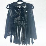 Daytrip Macrame Vest Size Small Fringe Black Boho Festival Western Photo 5