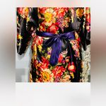 Japanese Floral Kimono SZXL Black Robe colorful Belt AND Matching Pants Satin Size XL Photo 5
