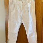 Soft Surroundings  Ultimate High Rise Lace Hem Slim Crop White Jeans Pants 20W Photo 14