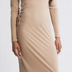 VERO MODA Phine Long Sleeve Rib Jersey Dress Light Brown Comfort Casual Travel Photo 0