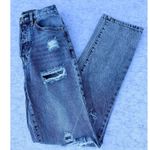 Pac Sun Distressed Dad Denim Jeans Womens Sz 22 Medium Wash Straight Leg Grunge Photo 0