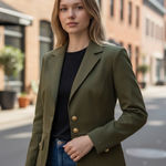 Joie NWOT  Gold Button Fitted Military Blazer Jacket Green Medium Photo 0