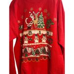 Hanes VTG 90s  Christmas Sweatshirt Womens Large 23x27 Santa Snowmen Red Crewneck Photo 2