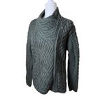 Aran Crafts Irish Cable Knit Side Zip 100% Merino Wool Sweater Size large Green Photo 3