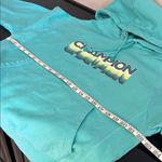 Champion Reverse Weave pullover hoodie, turquoise blue, graphic, pocket, size M Photo 5