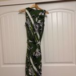 Talbots  Silk Dress 8 Green Butterfly and Floral Print Sleeveless Deep V Spring Photo 2